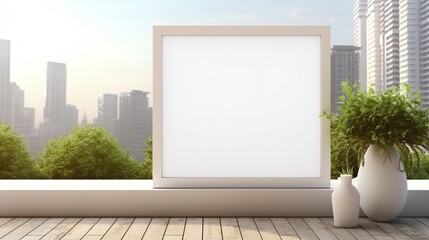 empty mock up frame with a wall