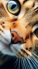 Obraz premium an extreme closeup of a cat looking at the camera lens created with Generative Ai