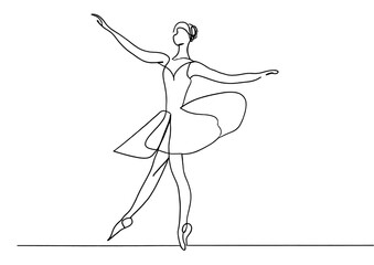 beautiful line drawing of a ballerina dancing , minimalist ,logo or icon , isolated .