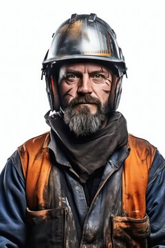 A Portrait Of A Welder Isolated On White Background