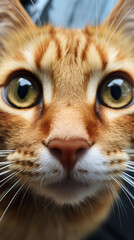 an extreme closeup of a cat looking at the camera lens created with Generative Ai