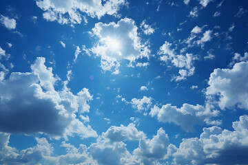 Look up at the sky directly overhead, Deep blue sky, panoramic view, look up, ai generative