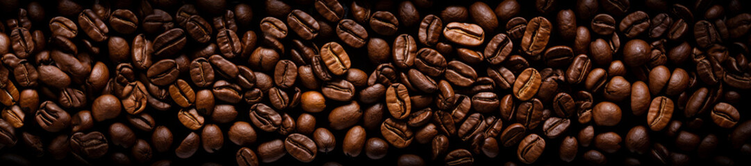 Naklejka premium a long procession filled with coffee beans used as a decorative background