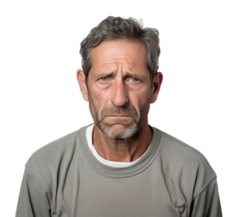 Middle-aged faces express disappointment and self-reflection, marked by worry lines around the eyes and frowns reflecting concerns about career stagnation or missed opportunities.