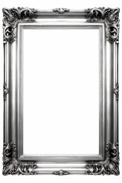 Antique silver frame isolated on white background
