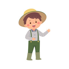 Little boy farmer or gardener showing his hand