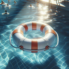 life buoy floating on the water background 