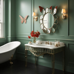 Butterfly Brilliance: An Eclectic Bathroom's Unique Mirror