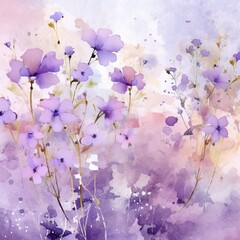 Watercolor Purple Wildflowers Background