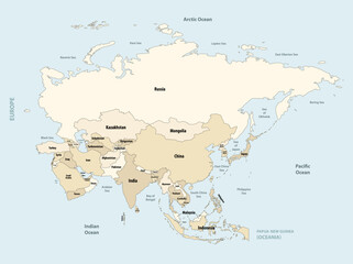 Asia political detailed vector map