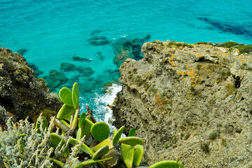 Panorama dalla scogliera di Torre Canai. Isola di Sant'Antioco. Sardegna, Italia