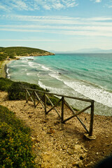 Panorama dalla scogliera di Torre Canai. Isola di Sant'Antioco. Sardegna, Italia