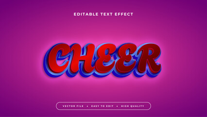 Red blue and purple violet cheer 3d editable text effect - font style
