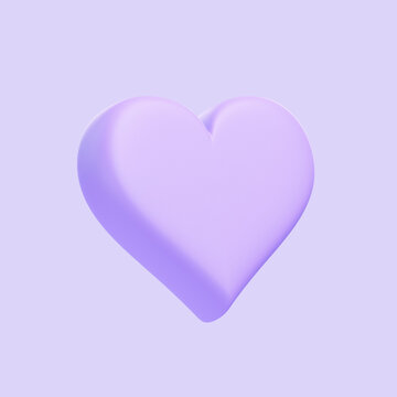 Aces playing cards symbol hearts with purple colors isolated on purple background. 3D icon, sign and symbol. Cartoon minimal style. 3D Render Illustration