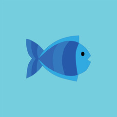 The fish on the light blue background