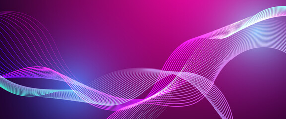 Blue and purple violet vector abstract creative wavy lines technology banner. Minimalist modern wavy concept for banner, flyer, card, or brochure cover