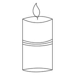 Continuous candle is burning fire drawing art by one line vector illustration minimalism design