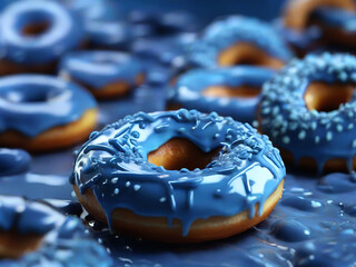  Blue Doughnut With Background Blue Monday Concept. Generative Ai