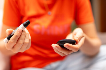 Diabetes doing blood glucose measurement