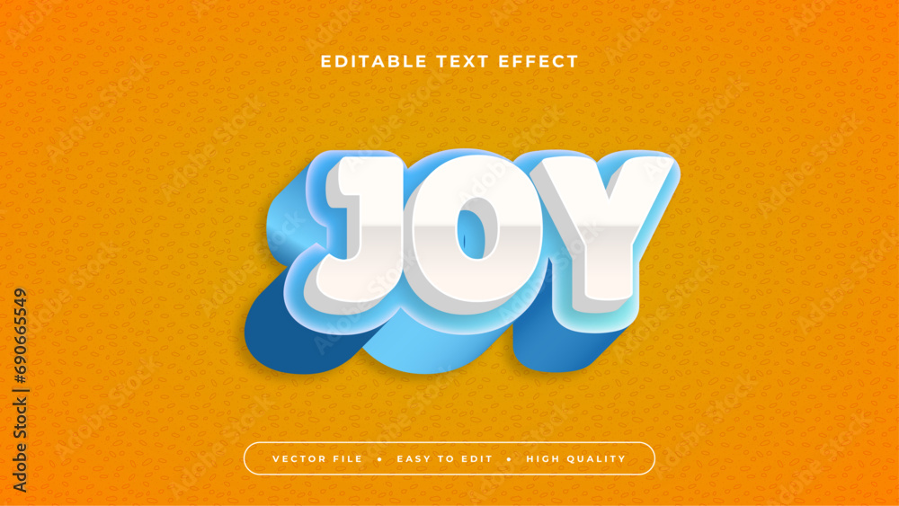 Poster orange white and blue joy 3d editable text effect - font style