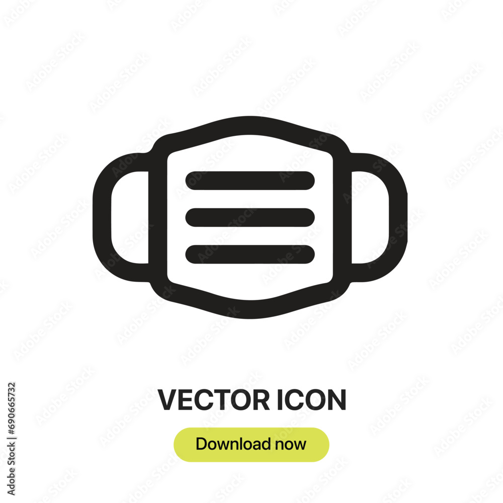 Poster Face Mask icon vector. Linear-style sign for mobile concept and web design. Face Mask symbol illustration. Pixel vector graphics - Vector.	