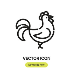Fototapeta na wymiar Rooster icon vector. Linear-style sign for mobile concept and web design. Rooster symbol illustration. Pixel vector graphics - Vector. 