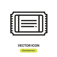 Ticket icon vector. Linear-style sign for mobile concept and web design. Ticket symbol illustration. Pixel vector graphics - Vector.	