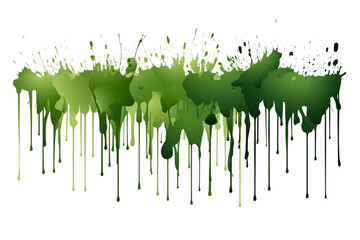 Green paint splatter, splash, drips, simple minimal, flat vector, isolate on transparent background,generative ai