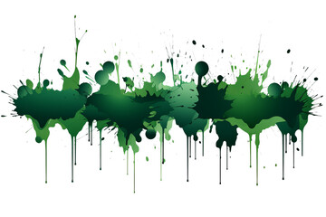Green paint splatter, splash, drips, simple minimal, flat vector, isolate on transparent background,generative ai