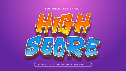 Purple violet orange and blue high score 3d editable text effect - font style
