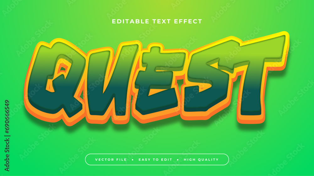 Poster Yellow and green quest 3d editable text effect - font style