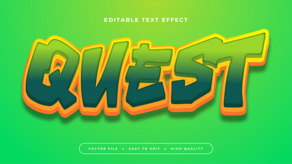 Yellow and green quest 3d editable text effect - font style
