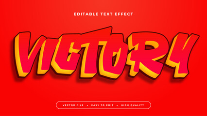Red and yellow victory 3d editable text effect - font style