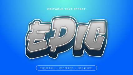 Blue and gray grey epic 3d editable text effect - font style