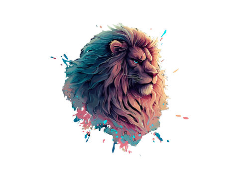 Lion head for logo or icon drawing elegant minimalist style illustration, Png Clip Art.