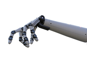 Intelligenza artificiale robot computer umanoide donna su fondo trasparente