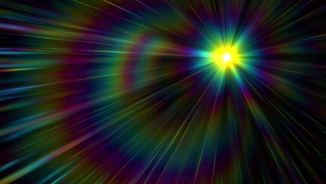 Multi-colored rainbow blurry rays moving in different directions. Future background for business presentations. Esoterics, mysticism, sacred knowledge 4k. Loop