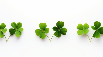 Green clover leaves on a white background. - Powered by Adobe
