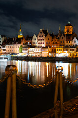 02.02.2023; evening embankment of the river Gdansk Poland