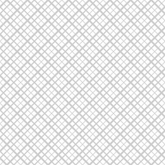 Seamless surface pattern with mini diamond ornament. Grey diagonal stripes grill on white background. Grid motif. Crossed lines wallpaper. Checkered image. Digital paper for print. Rhombuses vector.