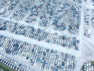 Aerial view of the customs car park - 690669789