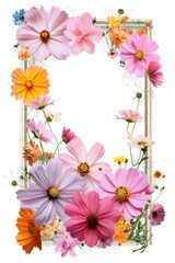 Cosmos Collage Frame isolated on white background 