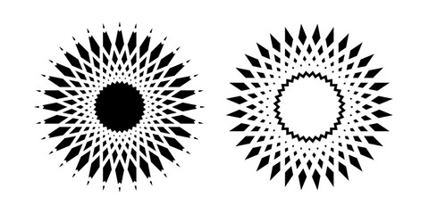 Abstract Decorative Radial Circle Patterns Set.