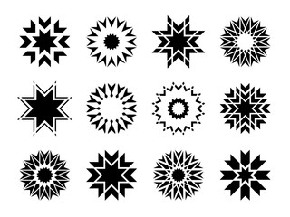 Set of Abstract Icons. Radial Design Elements.