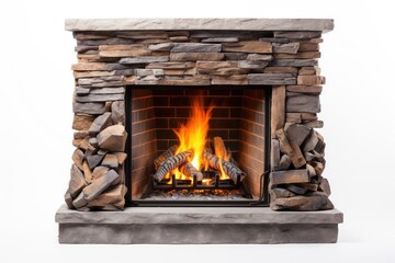 Cozy Fireplace isolated on white background