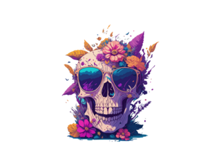 skull head with rose of vintage illustration day of the dead, Png Clipart.