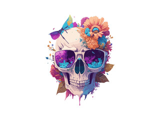 skull head with rose of vintage illustration day of the dead, Png Clipart.