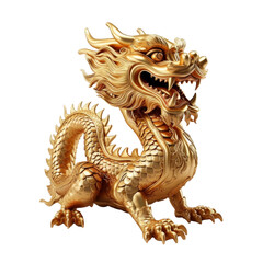 Fototapeta premium Golden dragon isolated on white transparent, 2024 Chinese new year, year of the dragon. PNG