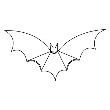 Vector illustration of Halloween bat continuous one line art drawing minimalist design