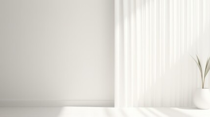 Realistic and minimalist blurred natural light windows, shadow overlay on wall paper texture, abstract background. Minimal abstract light white background for product presentation, generative AI